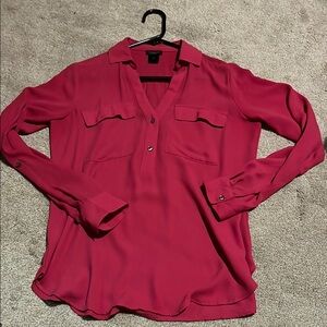 Ann Taylor Fuchsia Button-Up Blouse